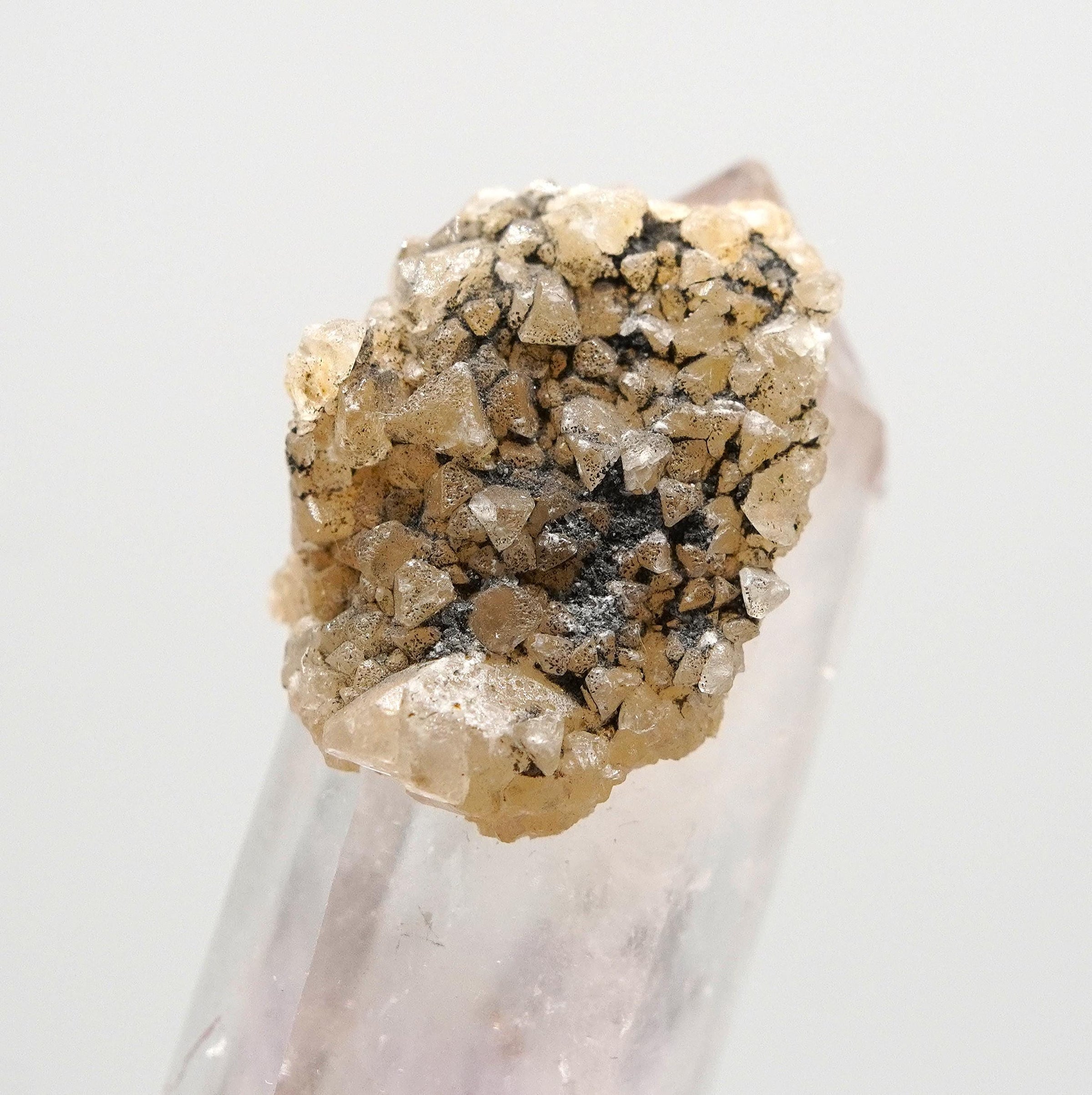 Brandberg Quartz Generator DT with Calcite:  Ethically Hand-Mined Raw Crystal