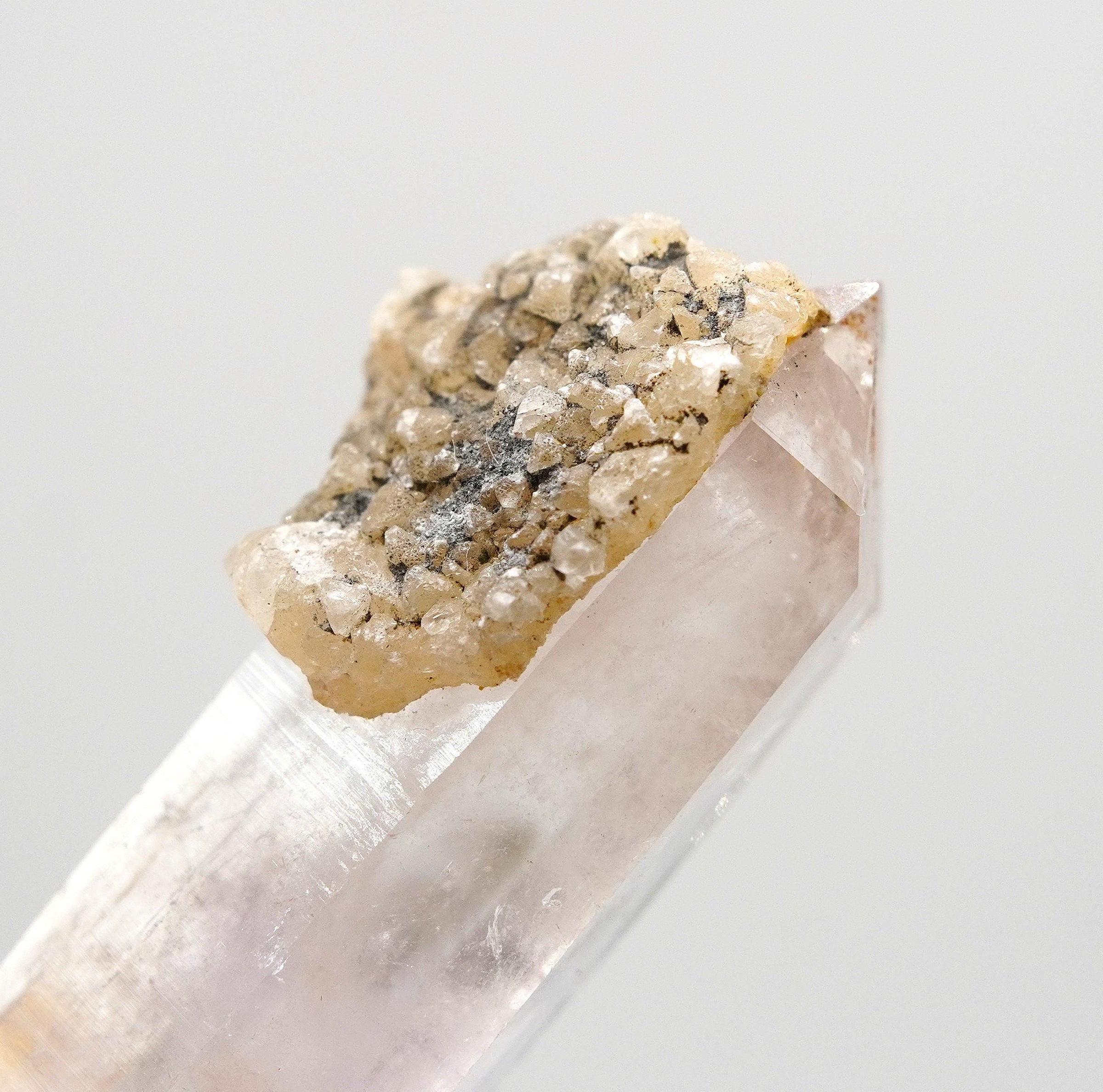 Brandberg Quartz Generator DT with Calcite:  Ethically Hand-Mined Raw Crystal