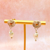 Sterling Silver Baroque Pearl and Sapphire Earrings: Unique Handmade Natural Gemstone Jewellery