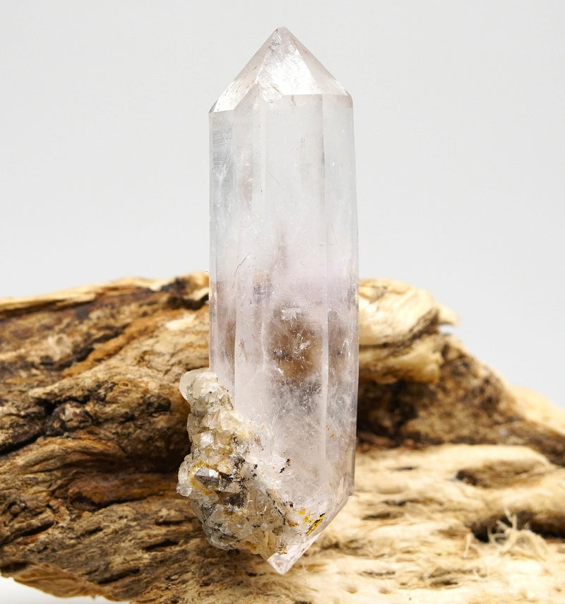Brandberg Quartz Generator DT with Calcite:  Ethically Hand-Mined Raw Crystal