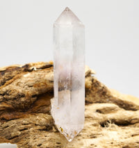 Brandberg Quartz Generator DT with Calcite:  Ethically Hand-Mined Raw Crystal