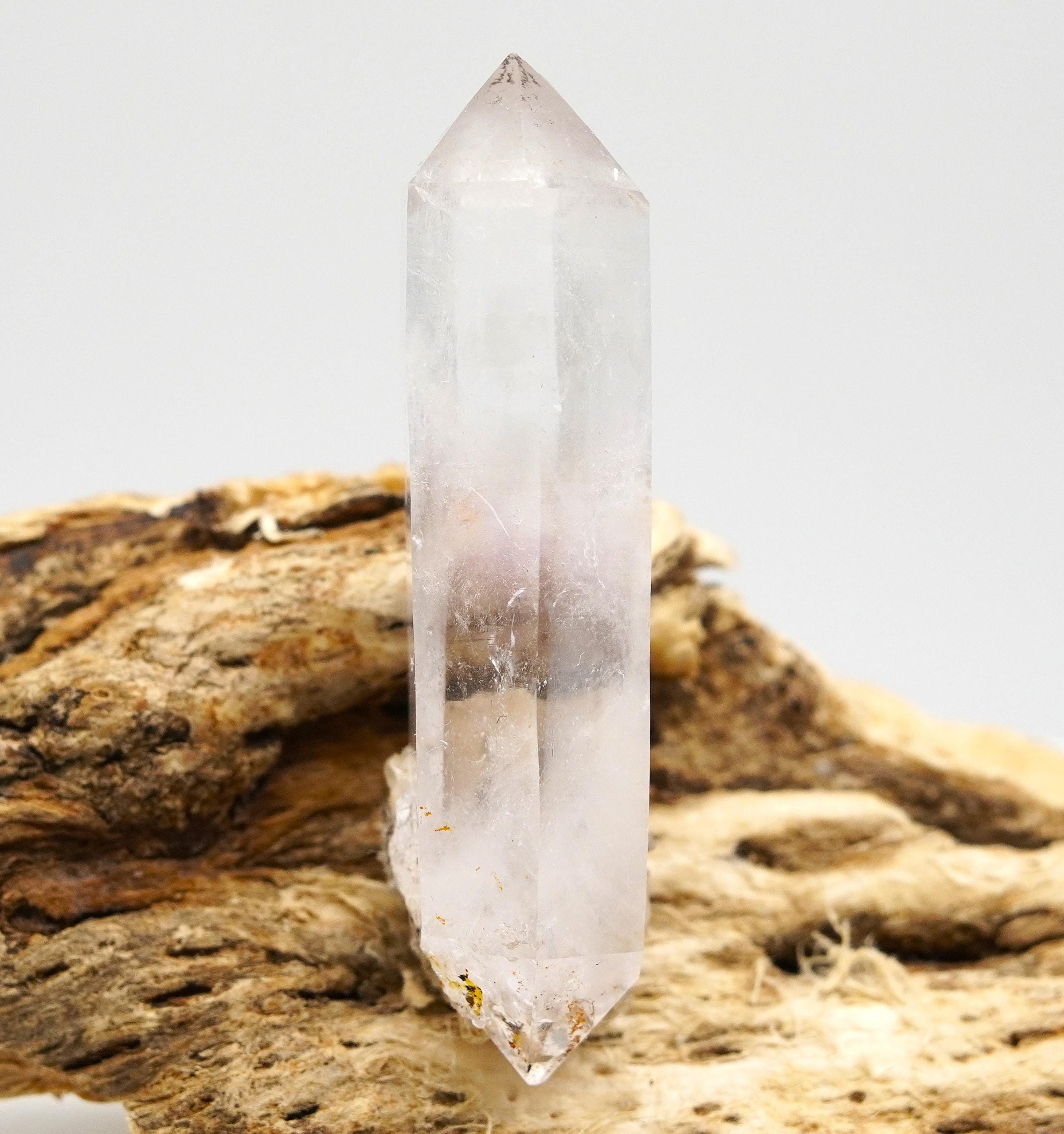 Brandberg Quartz Generator DT with Calcite:  Ethically Hand-Mined Raw Crystal