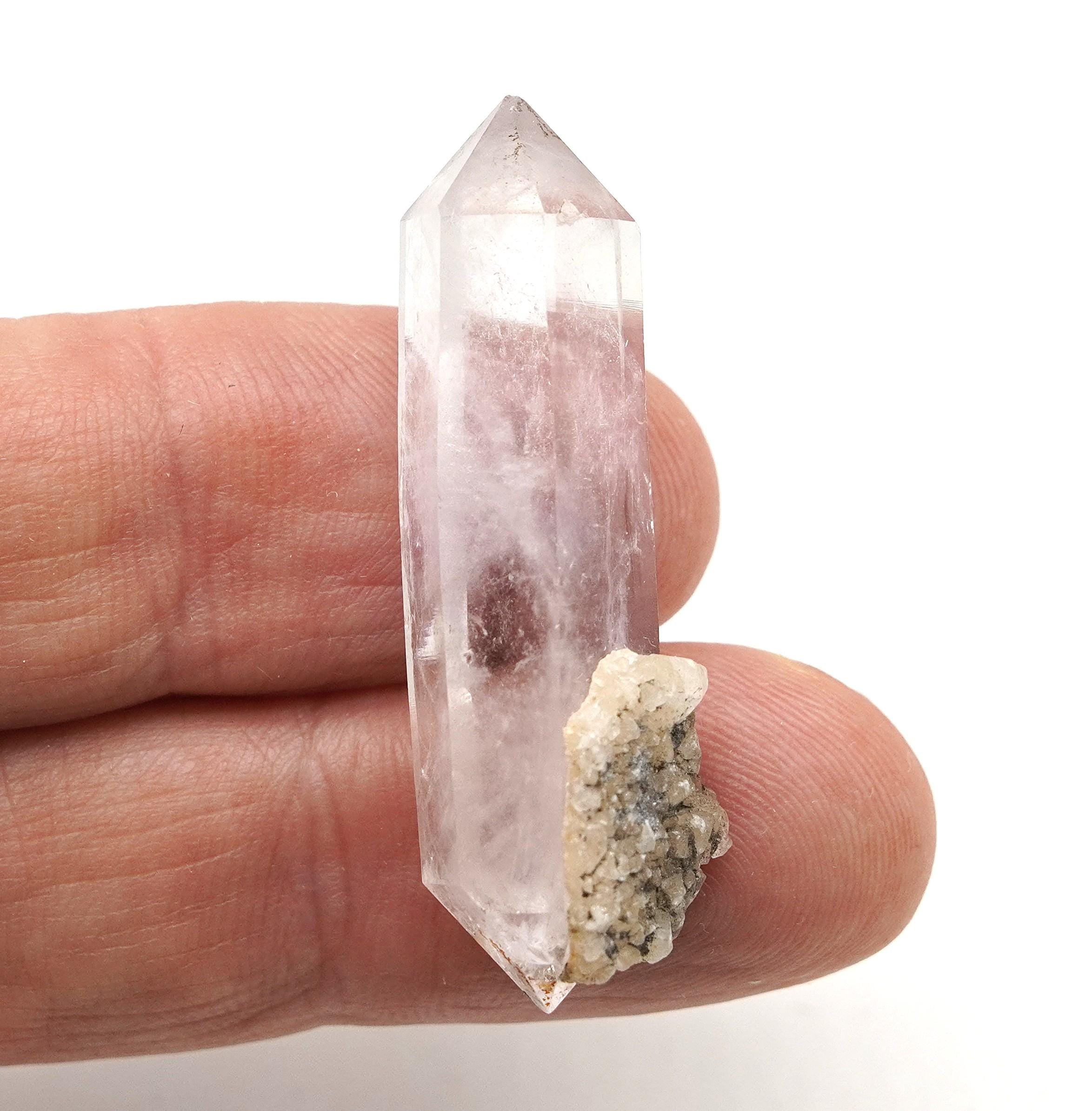 Brandberg Quartz Generator DT with Calcite:  Ethically Hand-Mined Raw Crystal
