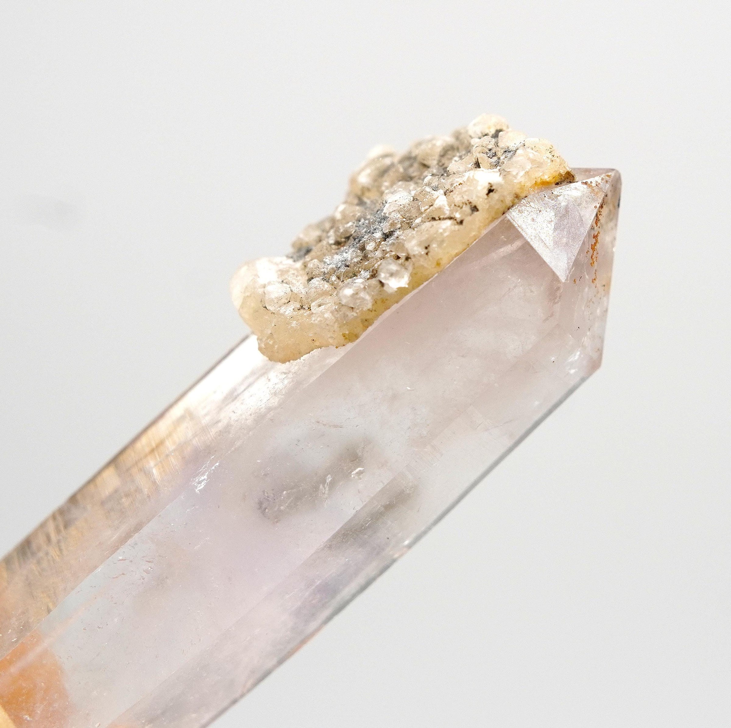 Brandberg Quartz Generator DT with Calcite:  Ethically Hand-Mined Raw Crystal