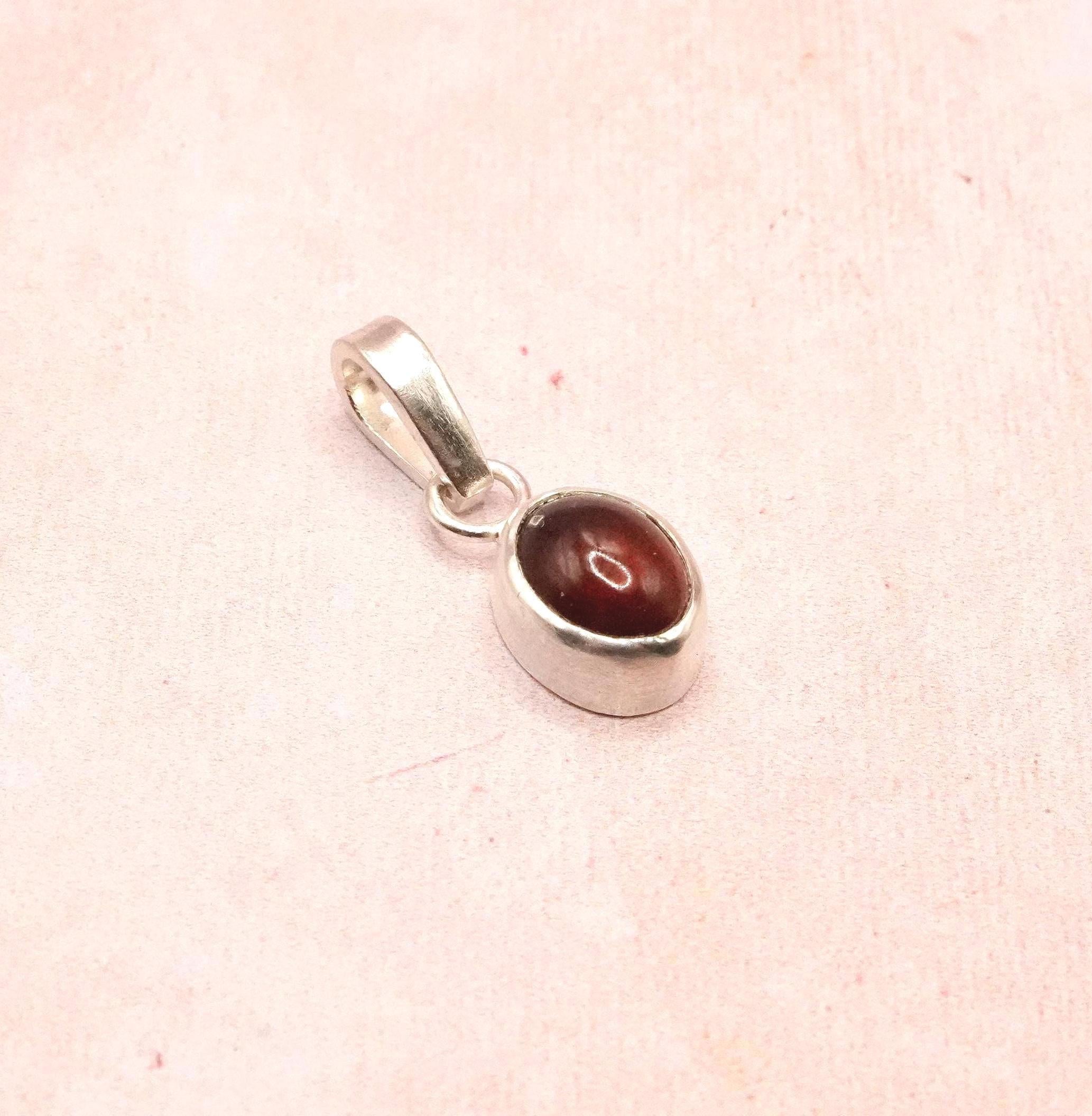 Hessonite Garnet Sterling Silver Pendant: Unique Handmade Natural Gemstone Jewellery