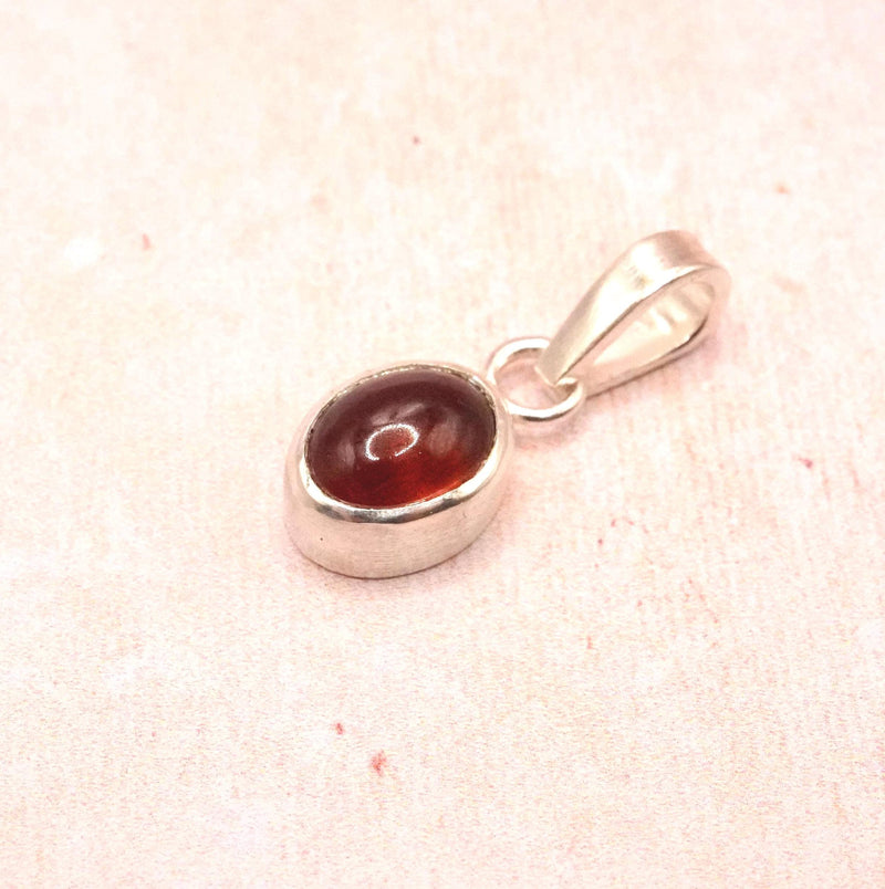 Hessonite Garnet Sterling Silver Pendant: Unique Handmade Natural Gemstone Jewellery
