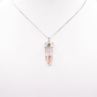 Handmade Brandberg Quartz and Green Tourmaline Sterling Silver Pendant