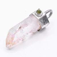 Handmade Brandberg Quartz and Green Tourmaline Sterling Silver Pendant