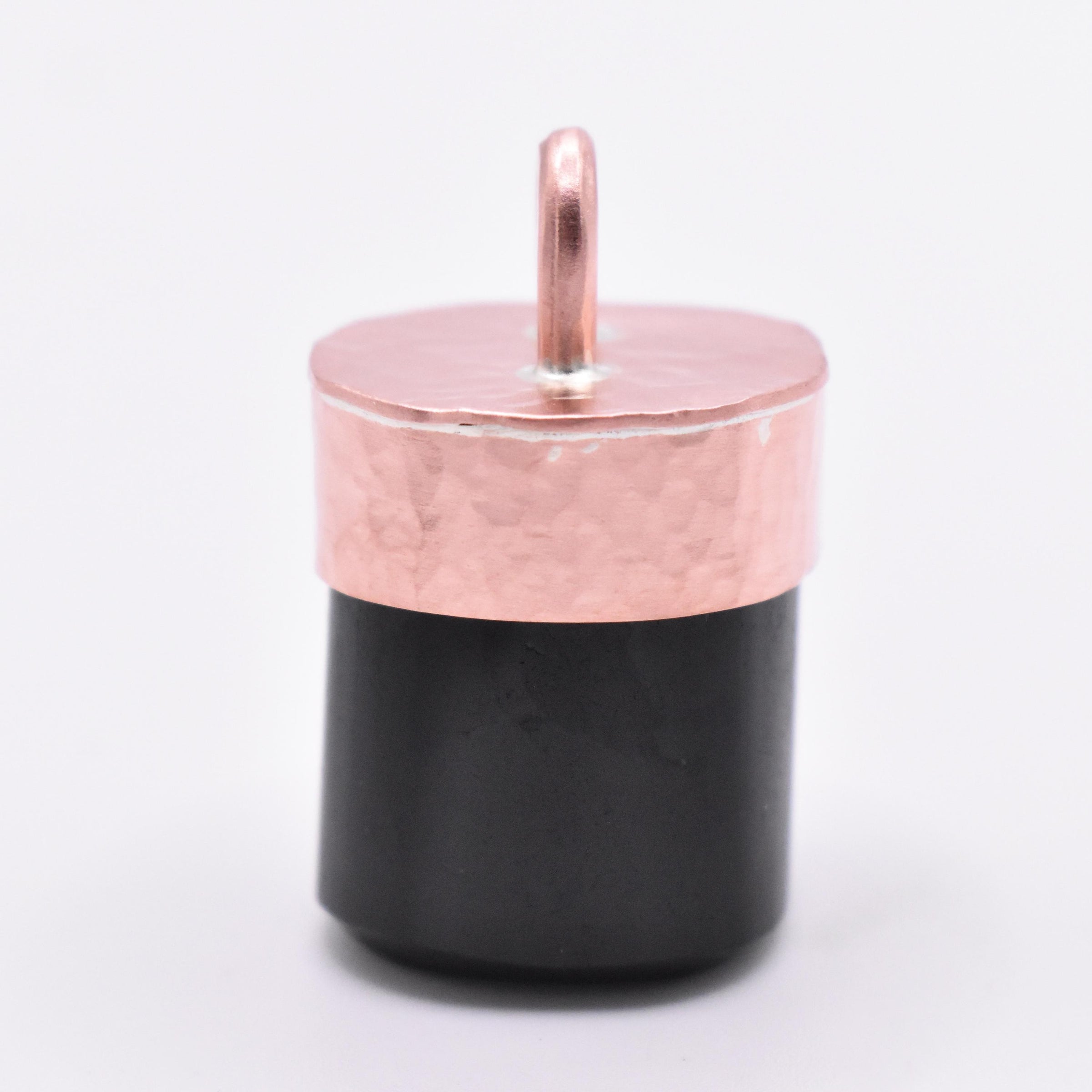 Handmade Black Tourmaline Hammered Copper Pendant