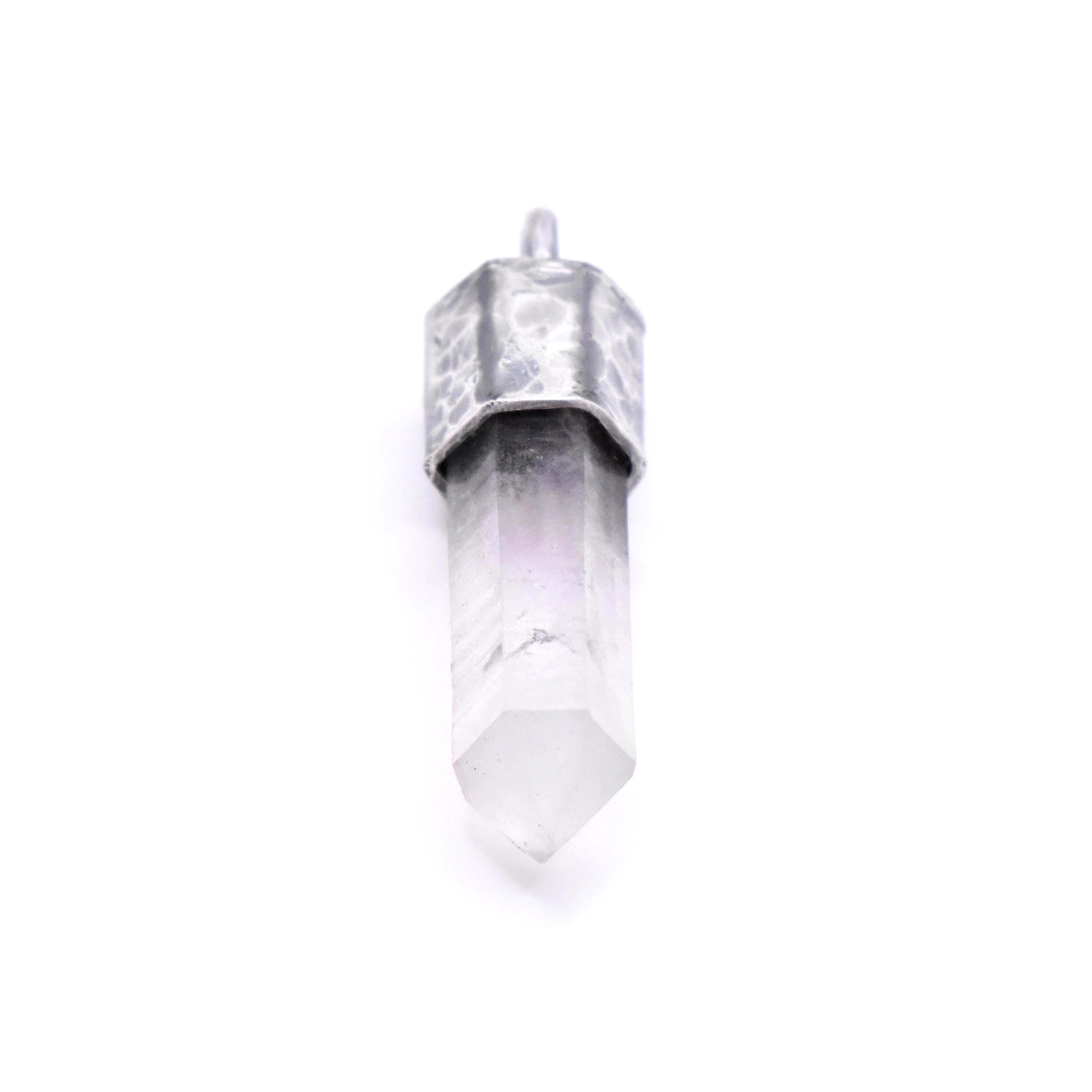 Handmade Brandberg Quartz Oxidised and Hammered Sterling Silver Pendant