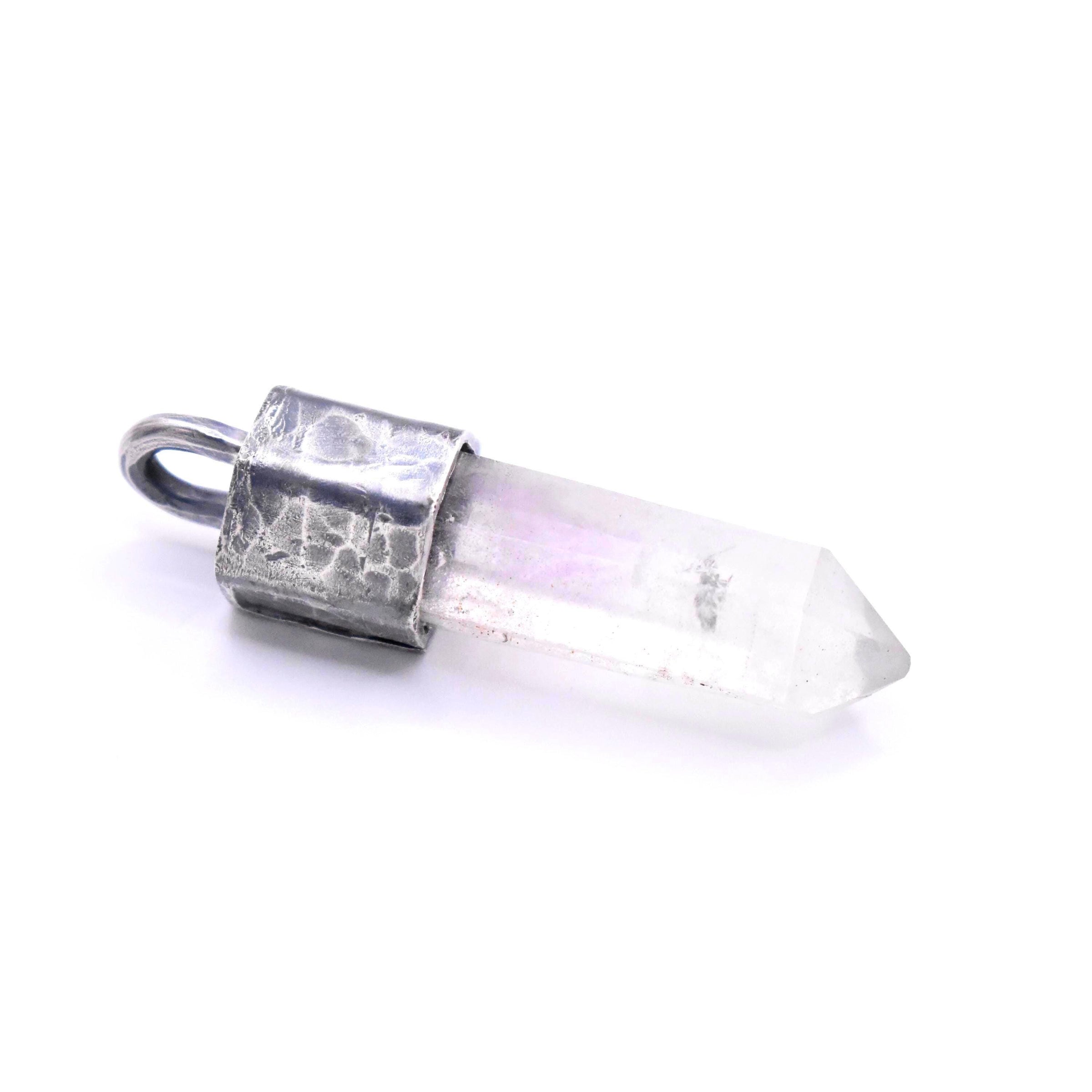 Handmade Brandberg Quartz Oxidised & Hammered Sterling Silver Pendant