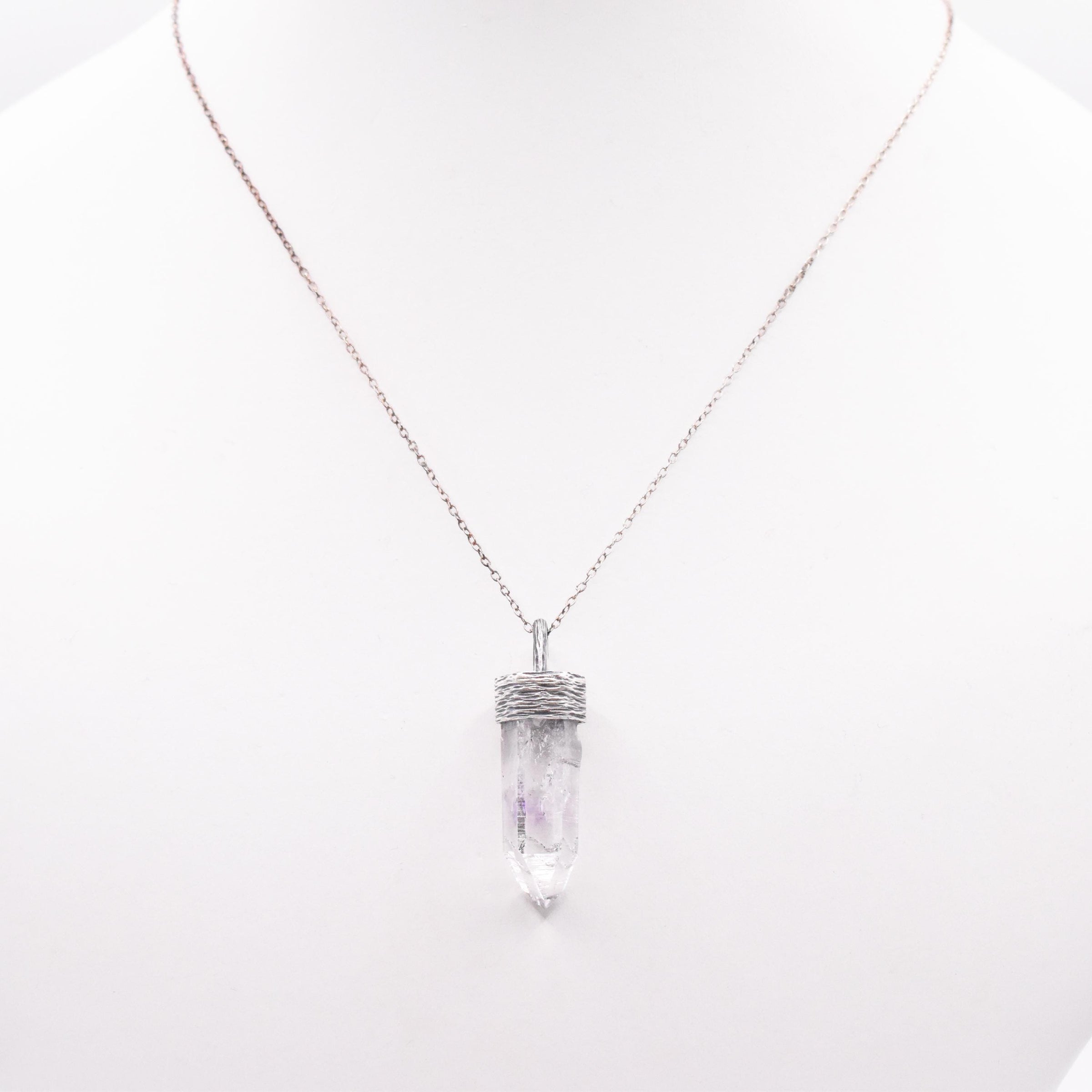 Handmade Brandberg Enhydro Quartz Textured Sterling Silver Pendant