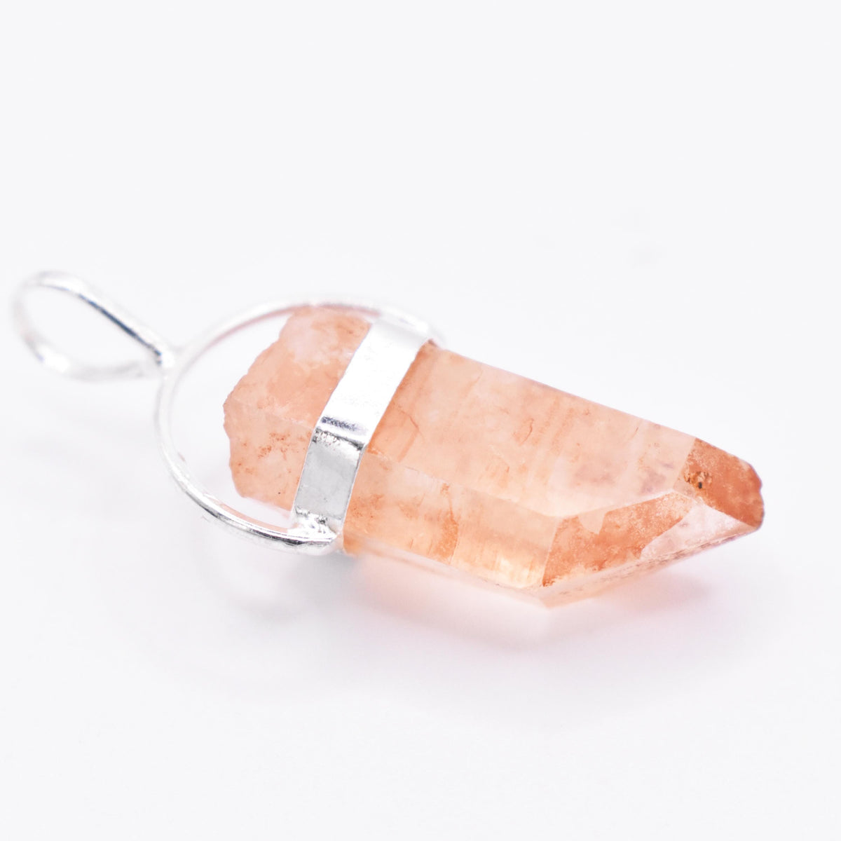 Golden Lemurian Quartz Silver Pendant: Ethically Hand-Mined Natural Crystal