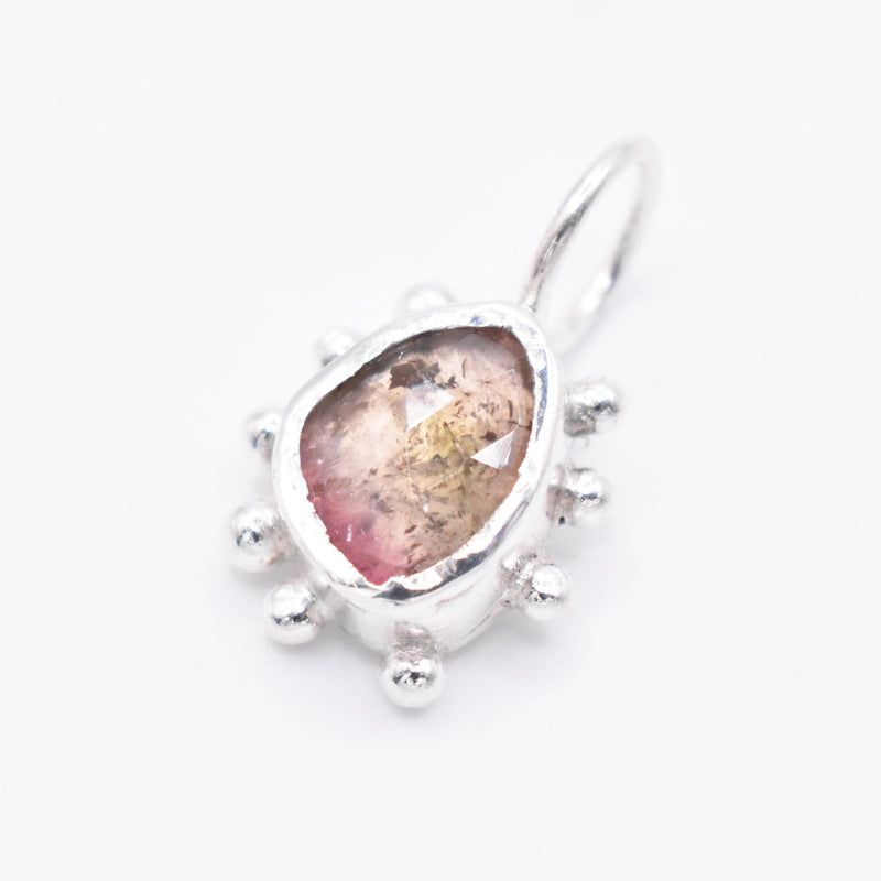 Natural Watermelon Tourmaline Silver Pendant: Unique Handmade Natural Gemstone Jewellery