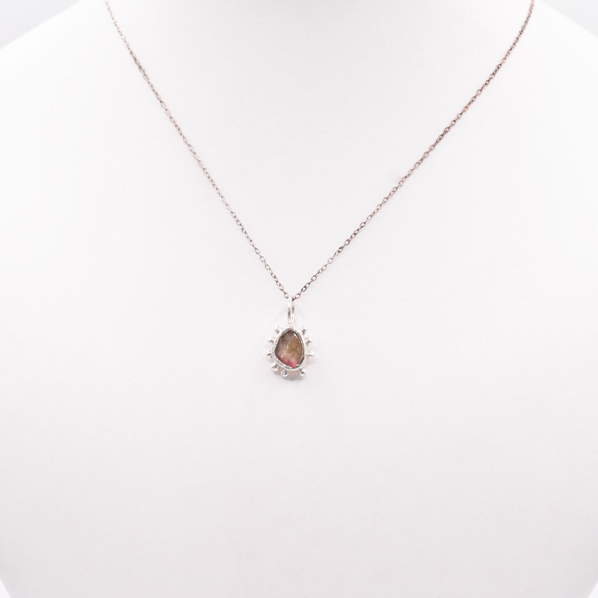 Natural Watermelon Tourmaline Silver Pendant: Unique Handmade Natural Gemstone Jewellery