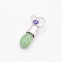 Jadeite & Tanzanite Silver Pendant: Unique Handmade Natural Gemstone Jewellery