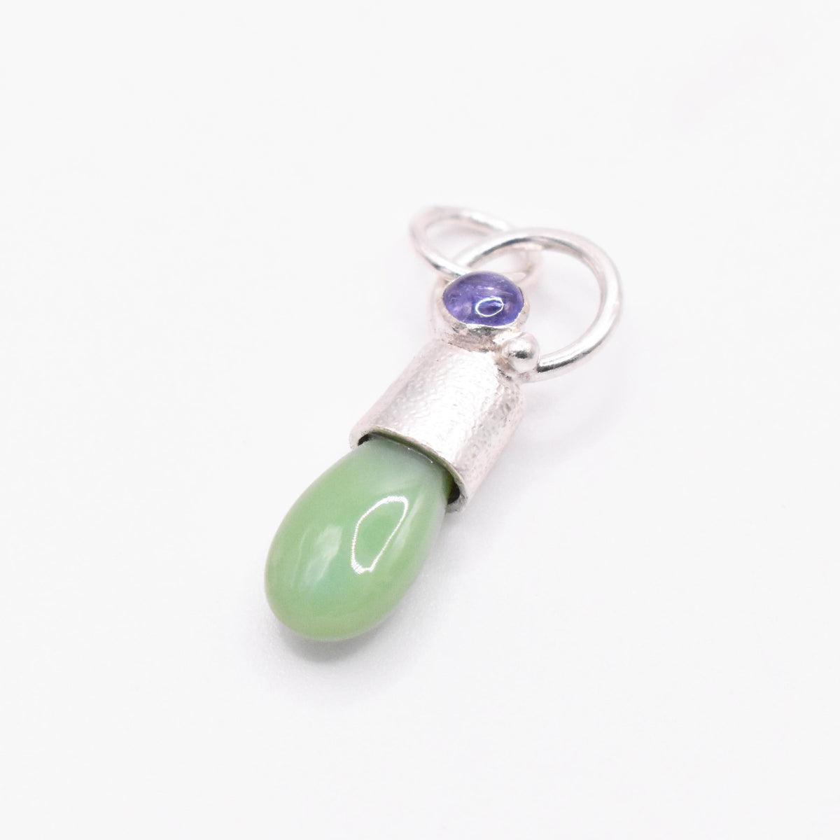 Jadeite & Tanzanite Silver Pendant: Unique Handmade Natural Gemstone Jewellery