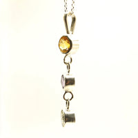 Natural Citrine, Amethyst & Prasiolite Silver Pendant: Handmade Natural Gemstone Jewellery