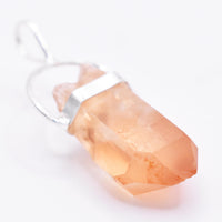 Golden Lemurian Quartz Silver Pendant: Ethically Mined Natural Crystal