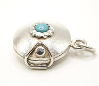 Sleeping Beauty Turquoise Silver Locket Pendant: Handmade Natural Gemstone Jewellery