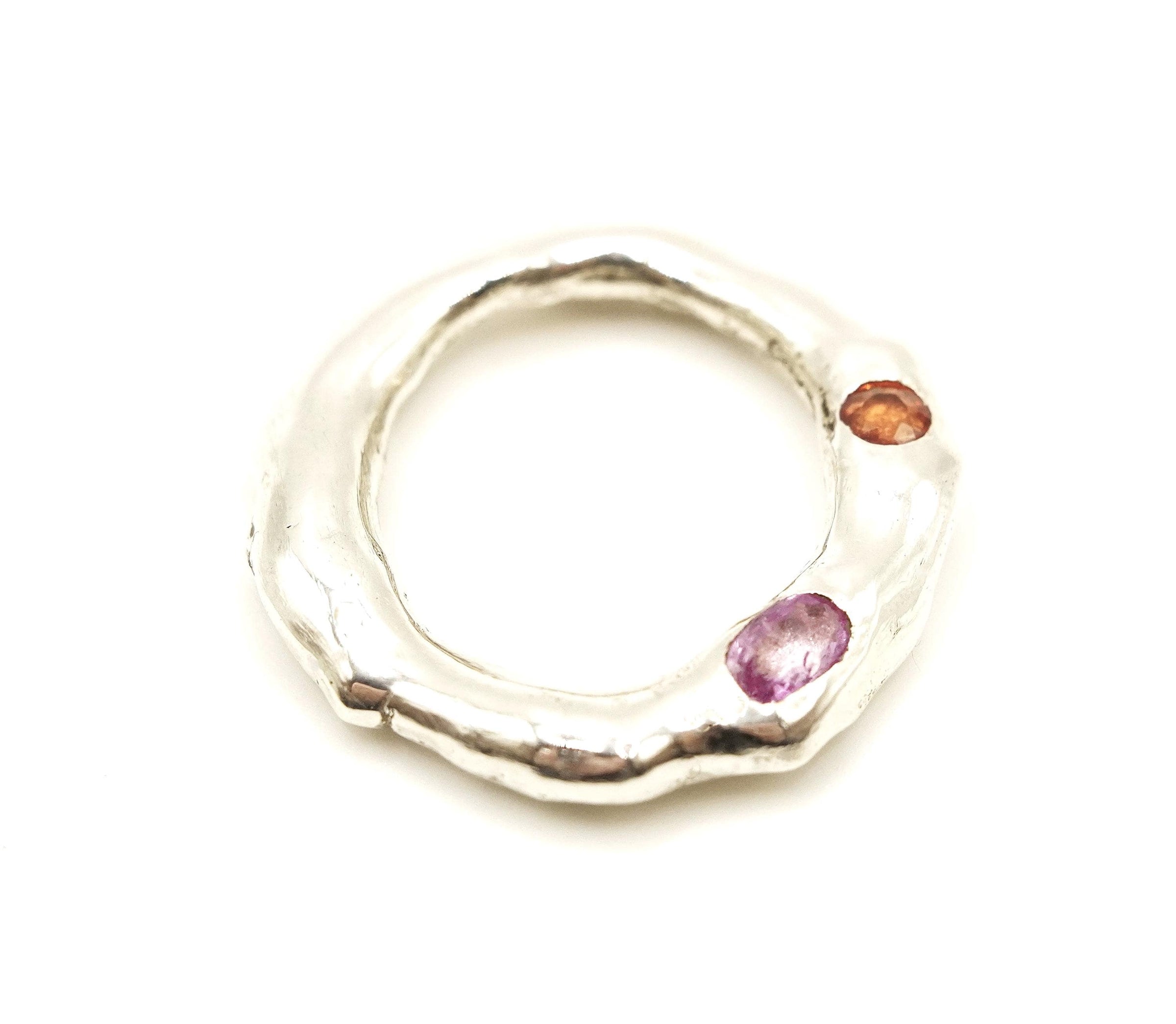Tourmalines in a Molten-Halo Silver Pendant Necklace: Unique Handmade Gemstone Jewellery