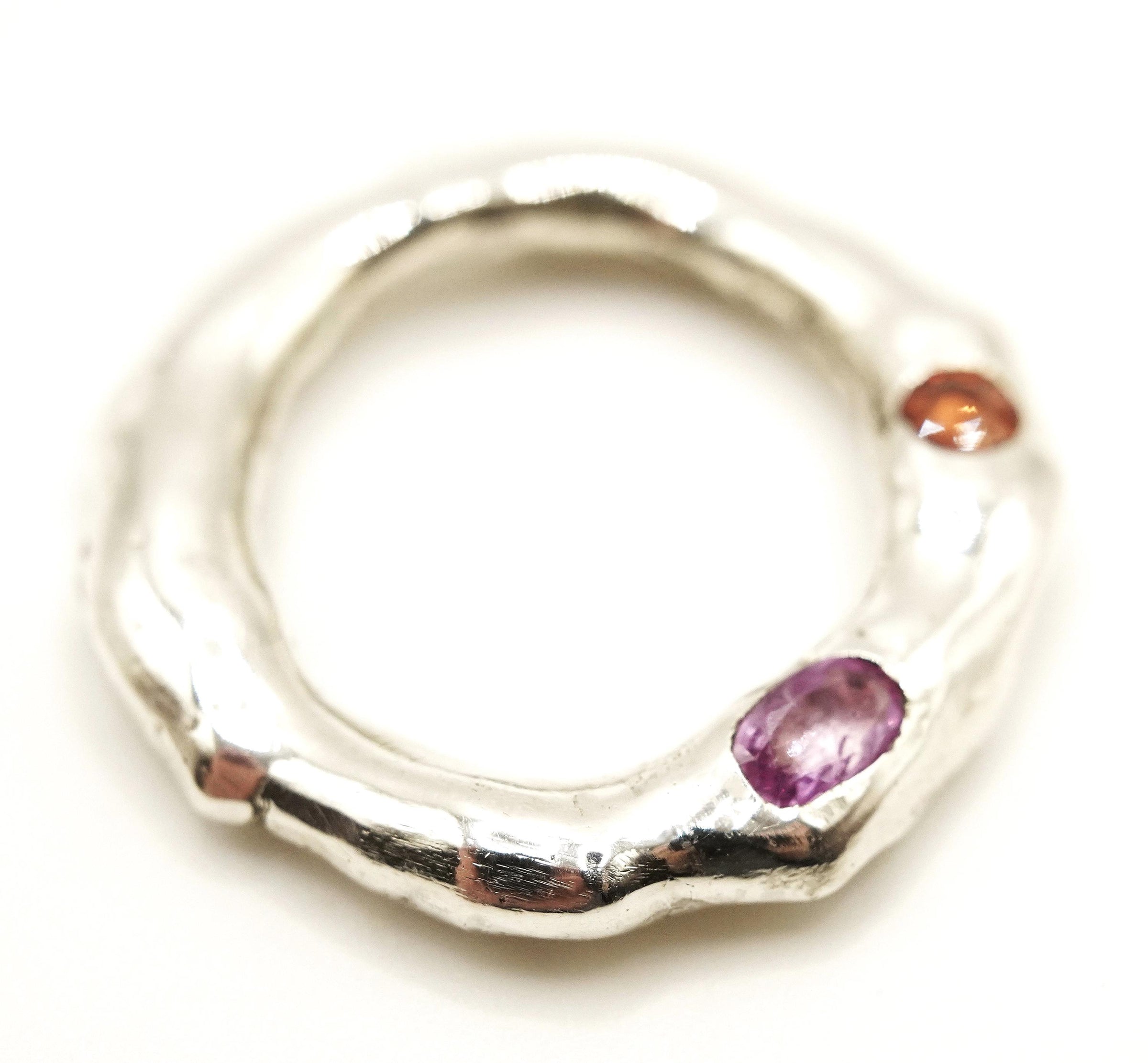Tourmalines in a Molten-Halo Silver Pendant Necklace: Unique Handmade Gemstone Jewellery