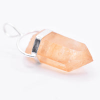 Golden Lemurian Quartz Silver Pendant: Ethically Hand-Mined Natural Crystal