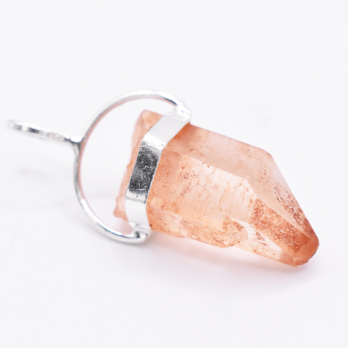 Golden Lemurian Quartz Silver Pendant: Ethically Hand-Mined Natural Crystal