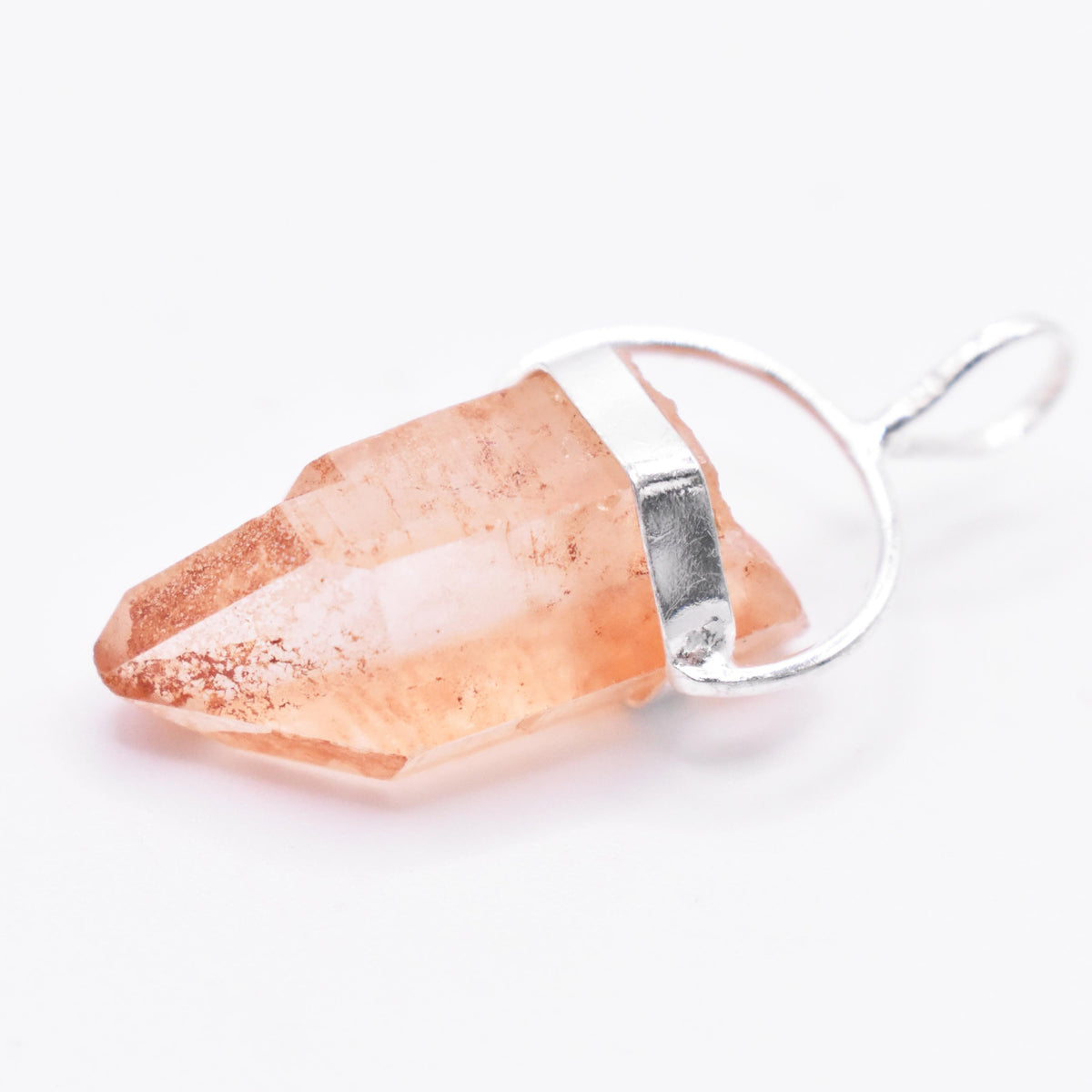 Golden Lemurian Quartz Silver Pendant: Ethically Hand-Mined Natural Crystal