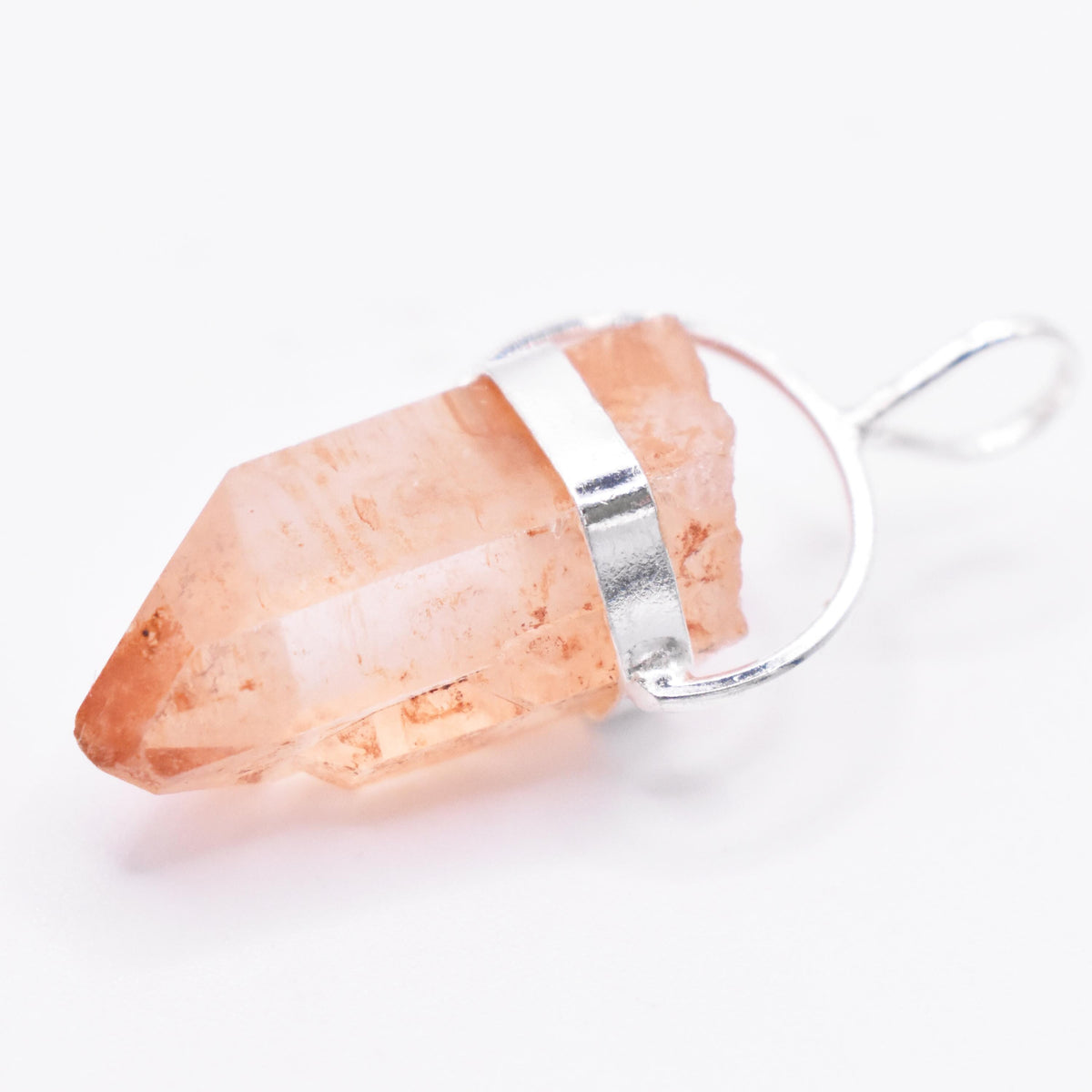 Golden Lemurian Quartz Silver Pendant: Ethically Hand-Mined Natural Crystal