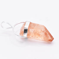 Golden Lemurian Quartz Silver Pendant: Ethically Hand-Mined Natural Crystal