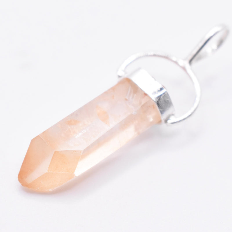 Golden Lemurian Quartz Silver Pendant: Ethically Hand-Mined Natural Crystal