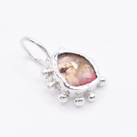 Natural Watermelon Tourmaline Silver Pendant: Unique Handmade Natural Gemstone Jewellery