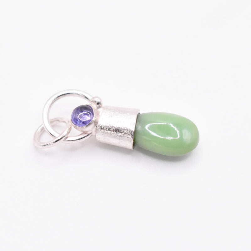 Jadeite & Tanzanite Silver Pendant: Unique Handmade Natural Gemstone Jewellery
