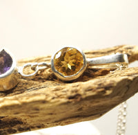 Natural Citrine, Amethyst & Prasiolite Silver Pendant: Handmade Natural Gemstone Jewellery