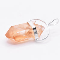 Golden Lemurian Quartz Silver Pendant: Ethically Mined Natural Crystal