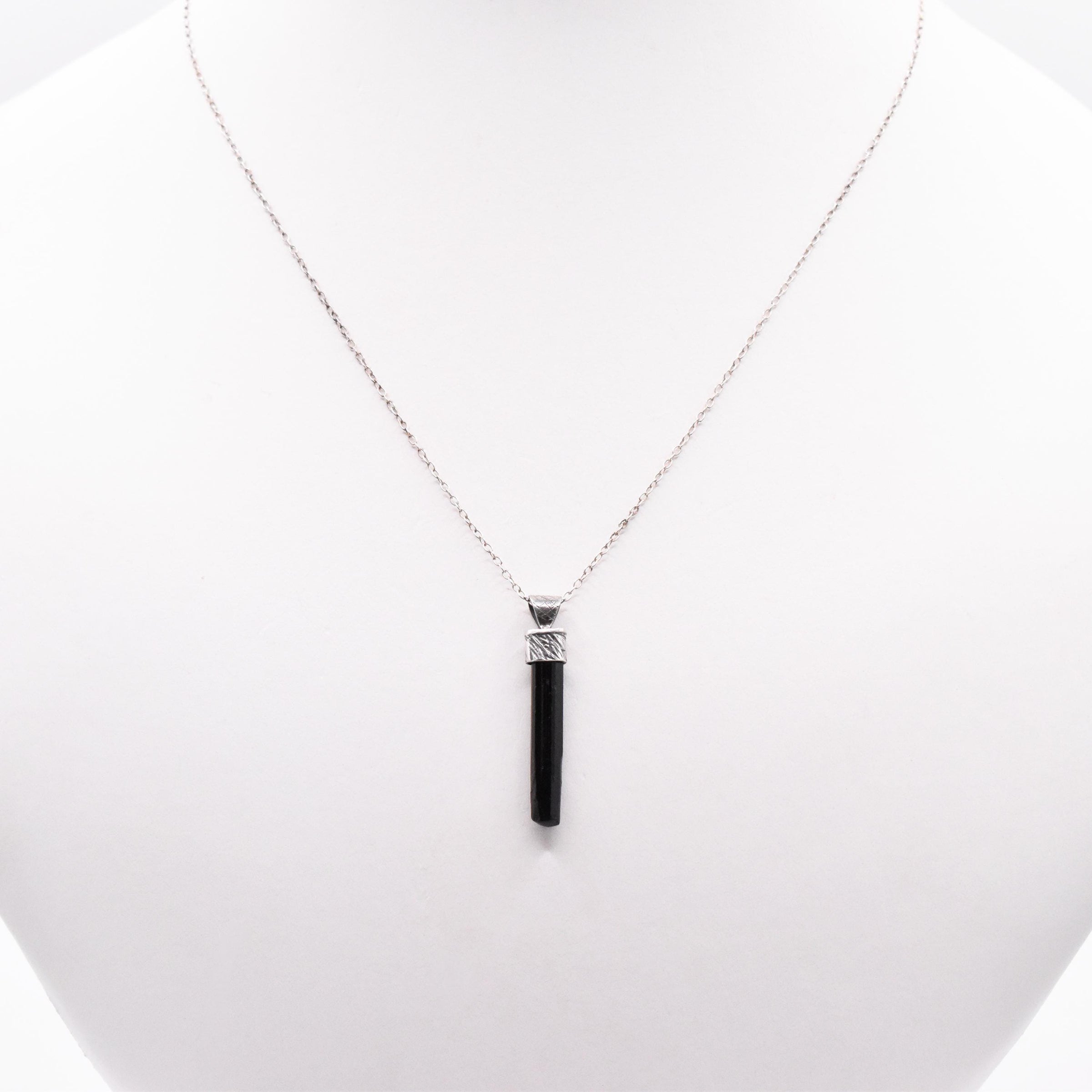 Handmade Black Tourmaline Sterling Silver Pendant