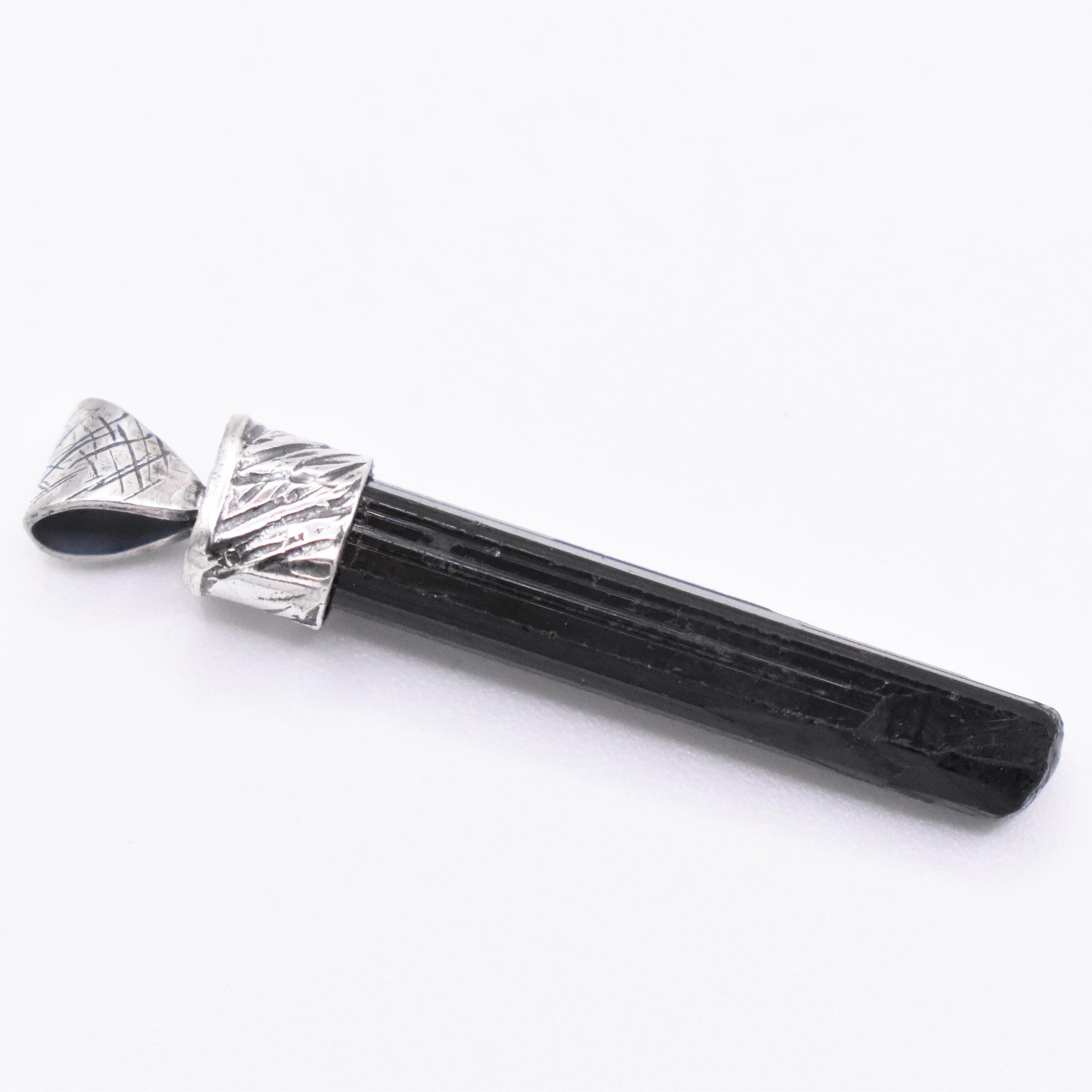 Handmade Black Tourmaline Sterling Silver Pendant
