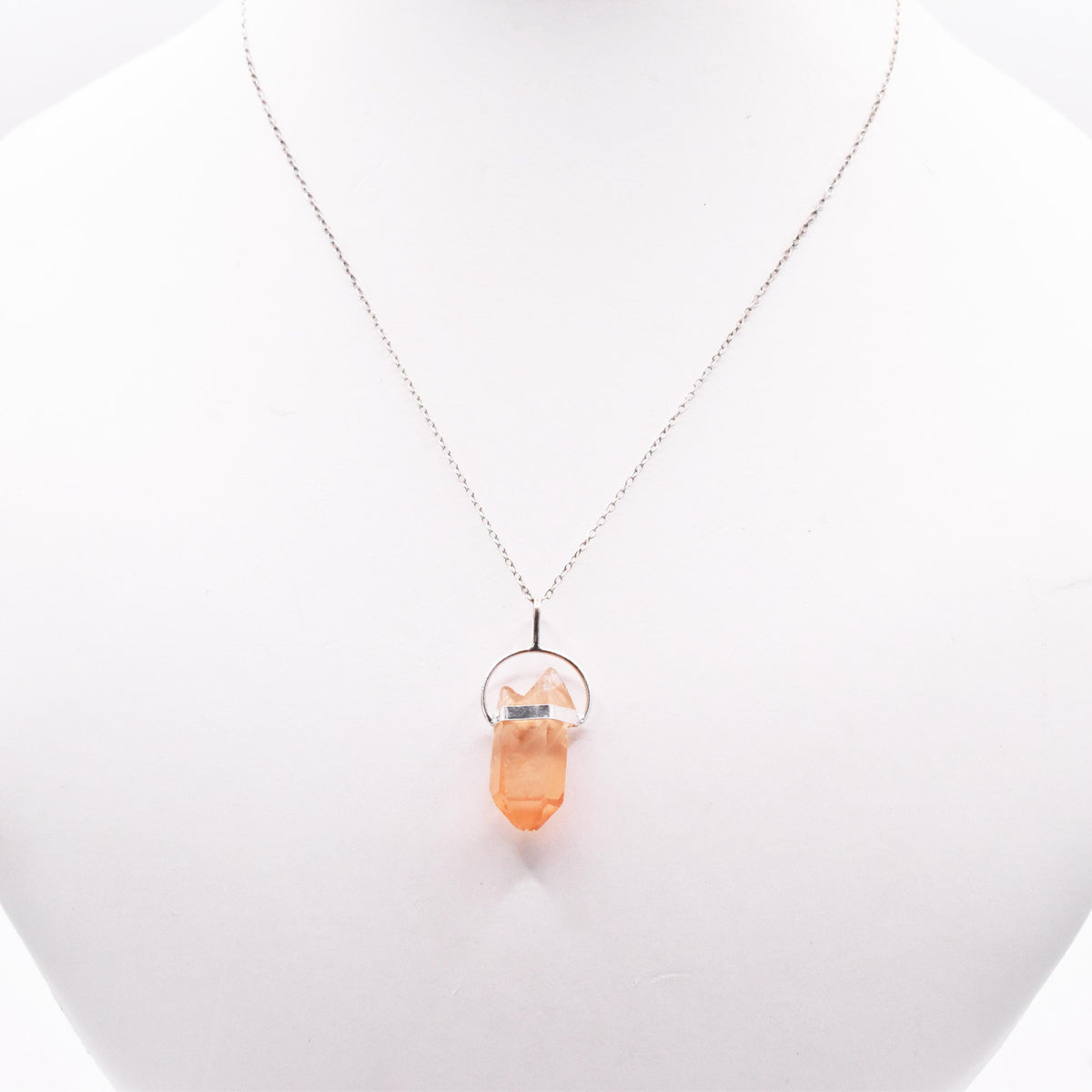 Golden Lemurian Quartz Silver Pendant: Ethically Mined Natural Crystal