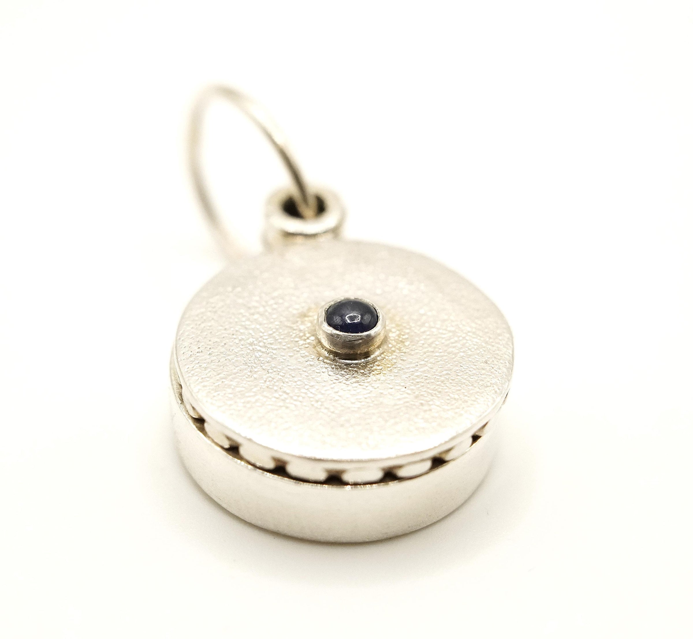 Blue Sapphire Locket Silver Pendant: Handmade Natural Gemstone Jewellery