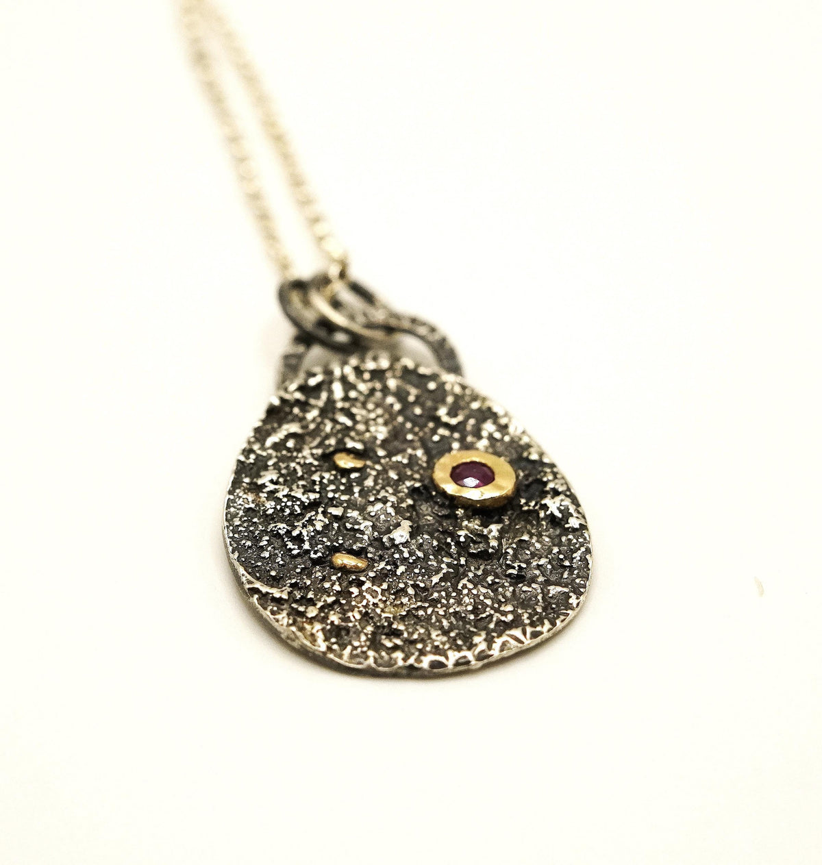 Ruby Silver & Gold Pendant: Handmade Natural Gemstone Jewellery
