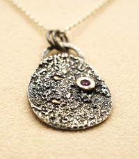 Ruby Silver & Gold Pendant: Handmade Natural Gemstone Jewellery