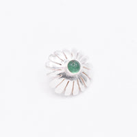 Emerald Sterling Silver Flower Pendant: Unique Handmade Natural Gemstones Jewellery