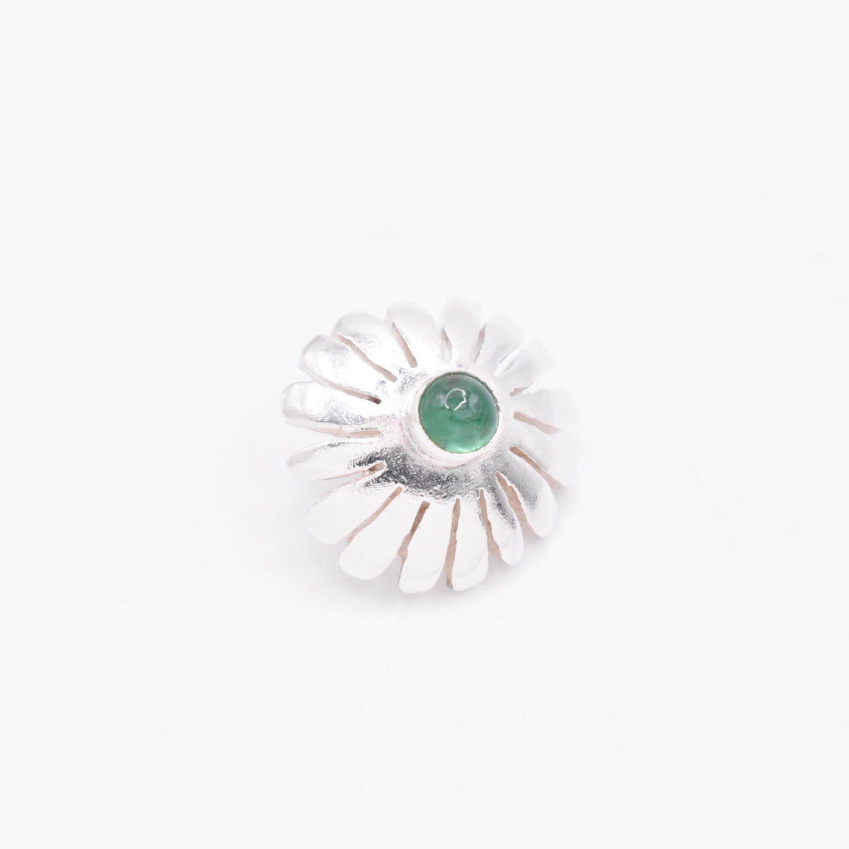 Emerald Sterling Silver Flower Pendant: Unique Handmade Natural Gemstones Jewellery