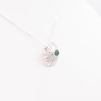 Emerald Sterling Silver Flower Pendant: Unique Handmade Natural Gemstones Jewellery