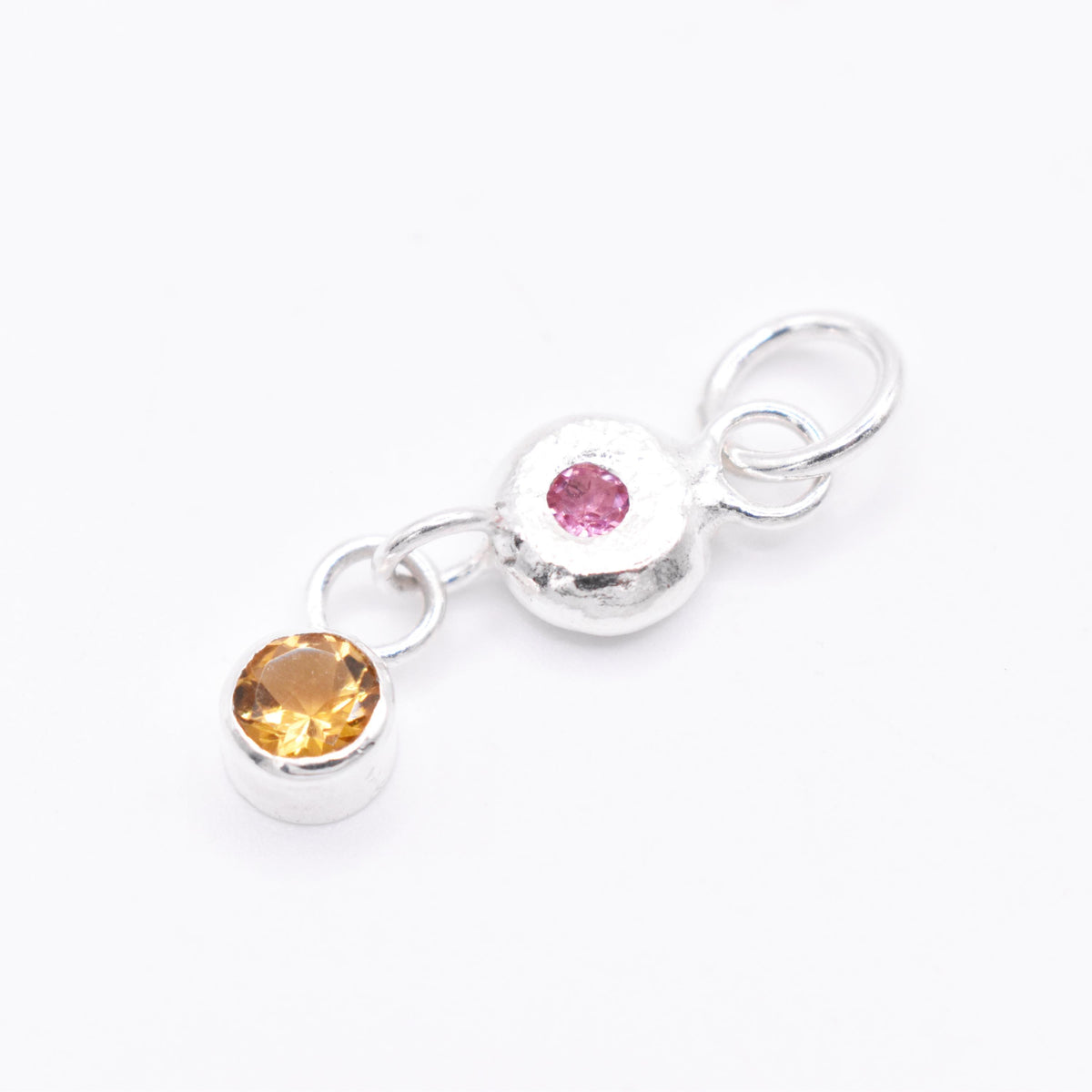 Pink Tourmaline and Citrine Sterling Silver Pendant