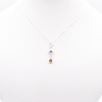 Pink Tourmaline and Citrine Sterling Silver Pendant