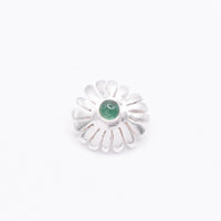 Emerald Sterling Silver Flower Pendant: Unique Handmade Natural Gemstones Jewellery