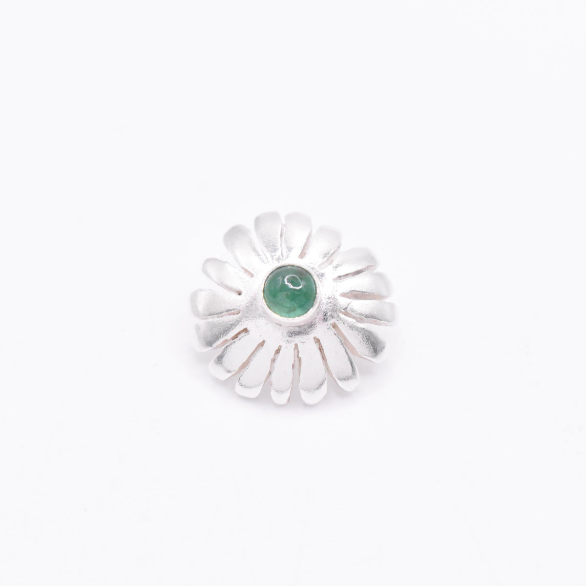 Emerald Sterling Silver Flower Pendant: Unique Handmade Natural Gemstones Jewellery