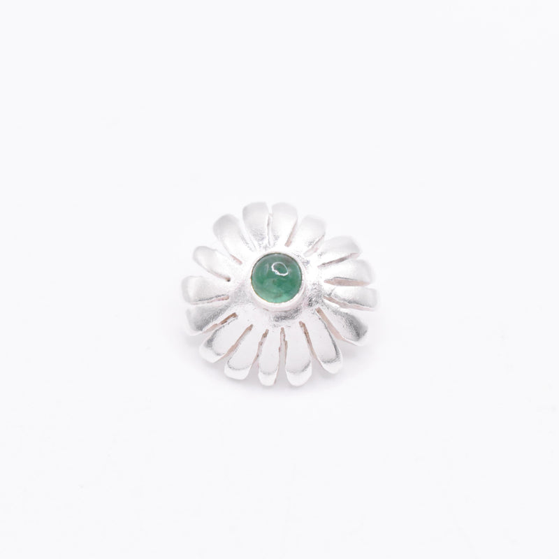 Emerald Sterling Silver Flower Pendant: Unique Handmade Natural Gemstones Jewellery